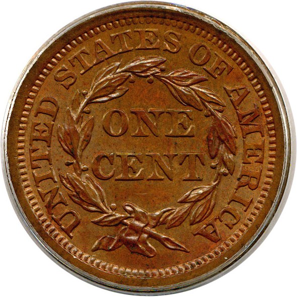 1855 Braided Hair Large Penny Slanted 55 BN Mint State (MS