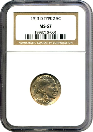 image for: 1913-D 5c Type 2 NGC MS67