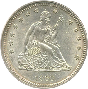 image for: 1860 25c PCGS MS62