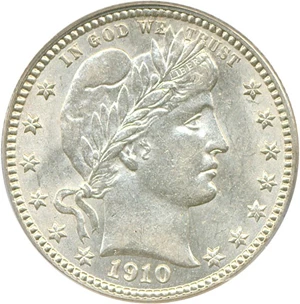 image for: 1910-D 25c PCGS AU55
