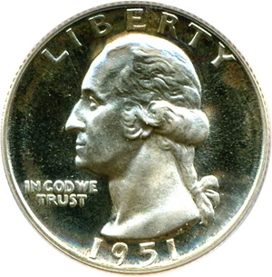 image for: 1951 25c PCGS Proof 66 Cameo