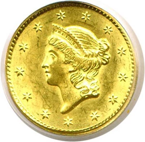 image for: 1851 G$1 PCGS MS62