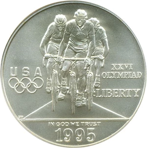 image for: 1995-D $1 Olympic Cycling NGC MS70