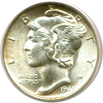 image for: 1945-S 10c Micro S PCGS MS65 FB