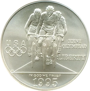 image for: 1995-D $1 Olympic Cycling NGC MS70