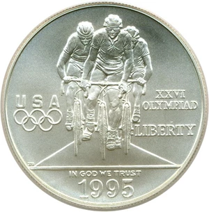 image for: 1995-D $1 Olympic Cycling PCGS MS70