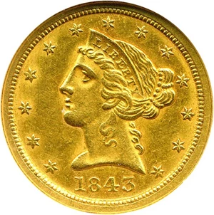 image for: 1843-C $5 NGC AU58