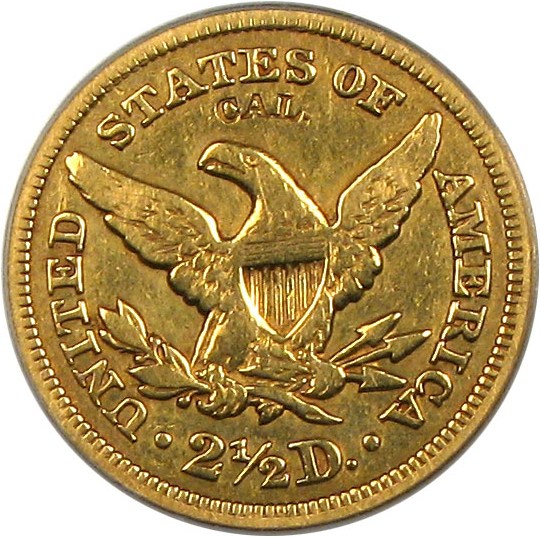 image for: 1848 CAL. $2 1/2 PCGS VF30  (CAL. stamped reverse)