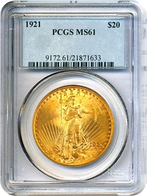 image for: 1921 $20 PCGS MS61