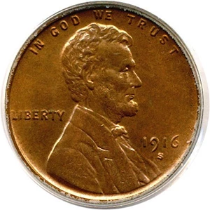 image for: 1916-S 1c PCGS/CAC MS65 RB
