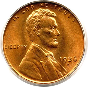 image for: 1936-D 1c PCGS MS66 RD
