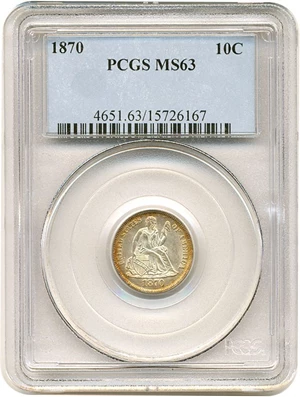 image for: 1870 10c PCGS MS63