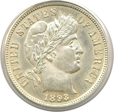 image for: 1893-S 10c PCGS MS63