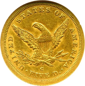 image for: 1843-C $5 NGC AU58