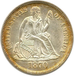 image for: 1870 10c PCGS MS63