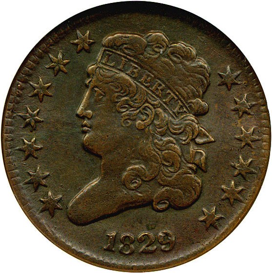 image for: 1829 1/2c DGS XF45 (Cleaned and Retoned, Altered Surfaces)