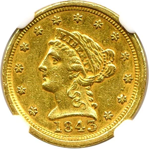 image for: 1843-C $2 1/2 NGC AU58 (Large Date)