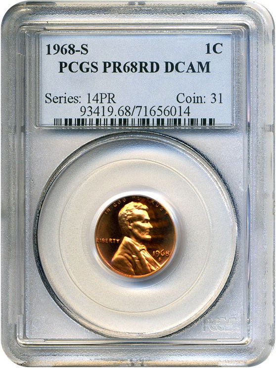 image for: 1968-S 1c  PCGS Proof 68 RD DCameo