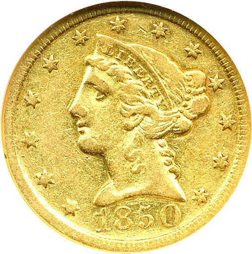 image for: 1850-D $5 NGC XF40