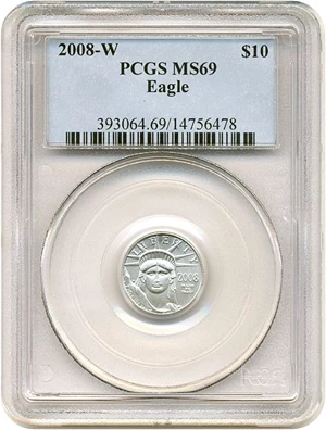 image for: 2008-W $10 PCGS MS69 (Platinum Eagle)