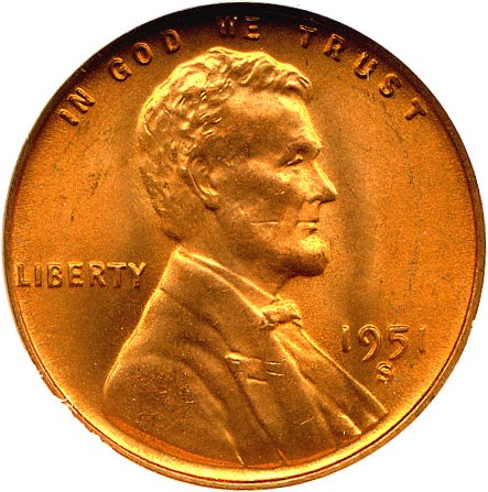 image for: 1951-S 1c NGC MS66 RD