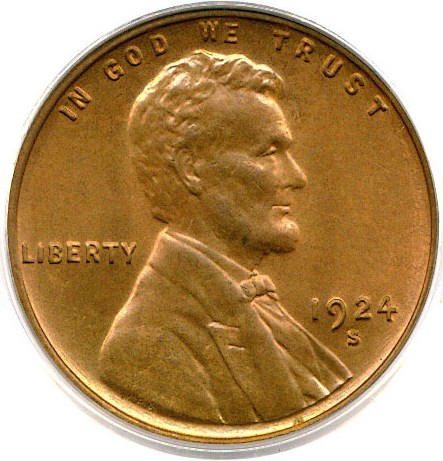 image for: 1924-S 1c  PCGS/CAC MS64 RB