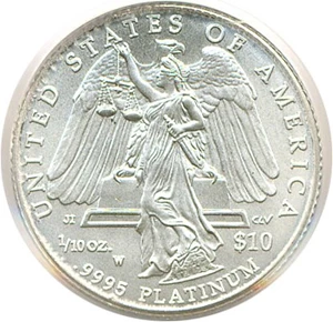 image for: 2008-W $10 PCGS MS69 (Platinum Eagle)