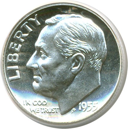 image for: 1955 10c  PCGS Proof 65 Cameo