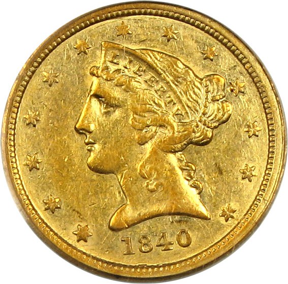 image for: 1840-C $5 PCGS AU50