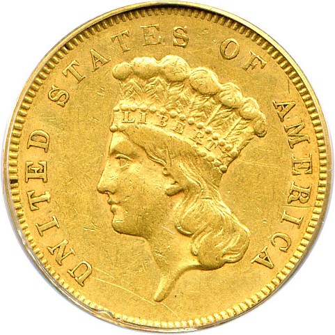 image for: 1855 $3 PCGS XF45