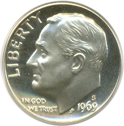 image for: 1969-S 10c  PCGS Proof 68 DCameo
