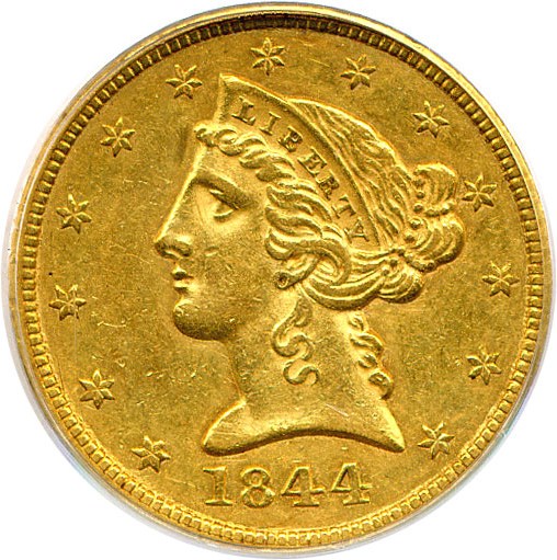 image for: 1844 $5 PCGS XF45