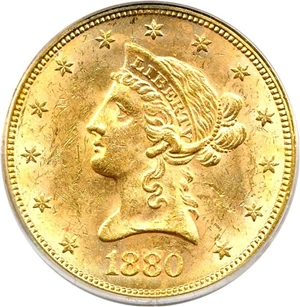 image for: 1880 $10 PCGS MS62