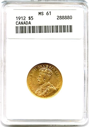 image for: Canada: 1912 $5 ANACS MS61