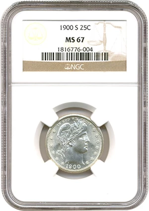 image for: 1900-S 25c NGC MS67