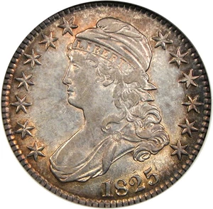 image for: 1825 50c NGC/CAC AU50 (O-101)