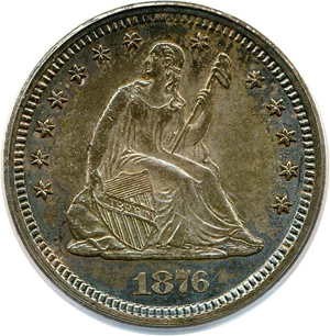 image for: 1876-CC 25c PCGS MS62