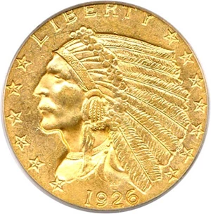 image for: 1926 $2 1/2 PCGS MS62 OGH