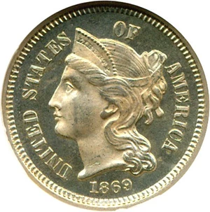 image for: 1869 3cN NGC Proof 65 Cameo