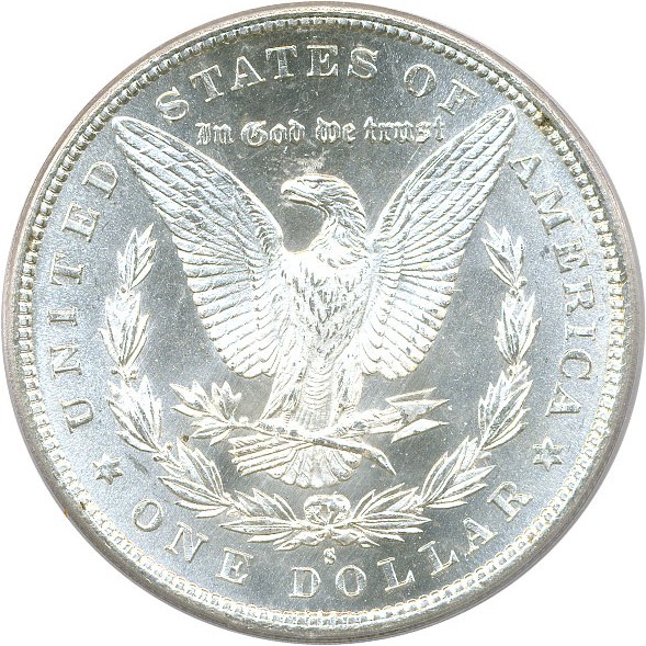 image for: Top 100 VAM: 1887-S $1 PCGS/CAC MS64  (VAM 2  S/S)