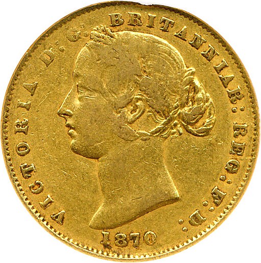 image for: Australia: 1870 Sov Sydney Mint DGS XF40  (Lightly Cleaned)