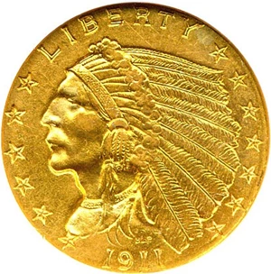 image for: 1911-D $2 1/2 NGC MS62