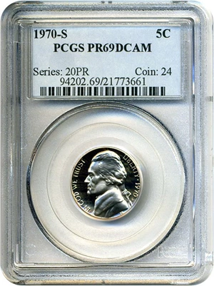 image for: 1970-S 5c PCGS Proof 69 DCameo