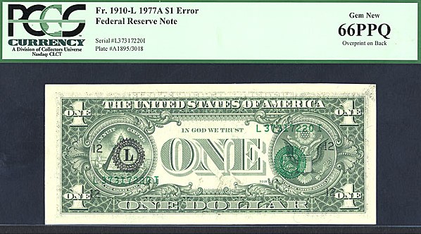 image for: Fr.1910L 1977A $1  PCGS Gem CU66  [L37317220I] *Error* 