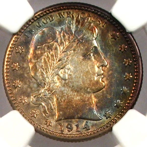 image for: 1914-S 25c NGC MS61 ** Color **