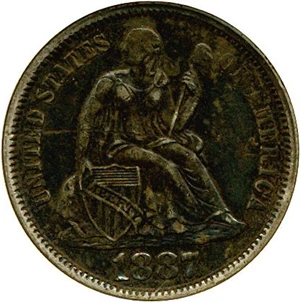 image for: 1887 10c DGS XF45 (Light Scratch Obverse)