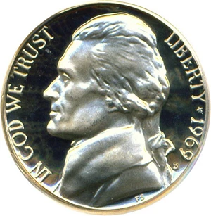 image for: 1969-S 5c PCGS Proof 69 DCameo