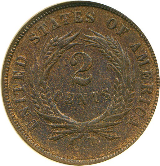 image for: 1872 2c ANACS MS61 RB 