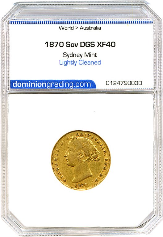 image for: Australia: 1870 Sov Sydney Mint DGS XF40  (Lightly Cleaned)