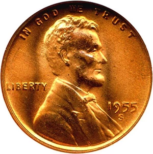 image for: 1955-S 1c NGC MS67 RD